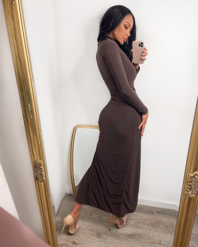 brązowa sukienka na wesele