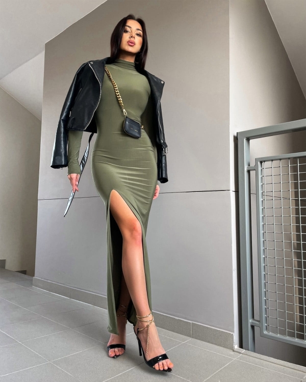 sukienka khaki długa