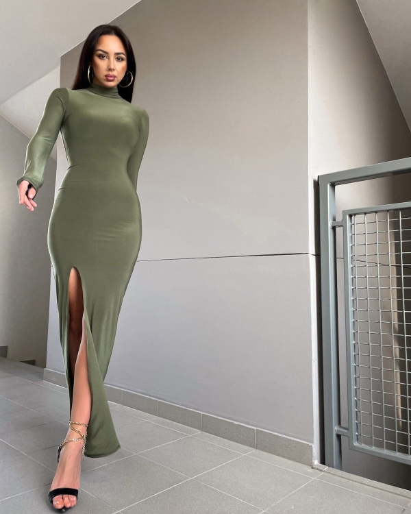 sukienka khaki wesele