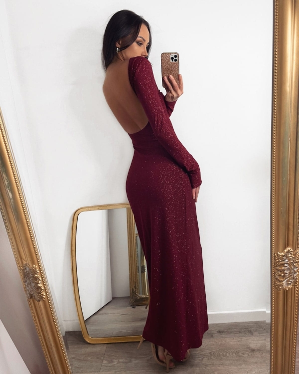 sukienka bordowa maxi
