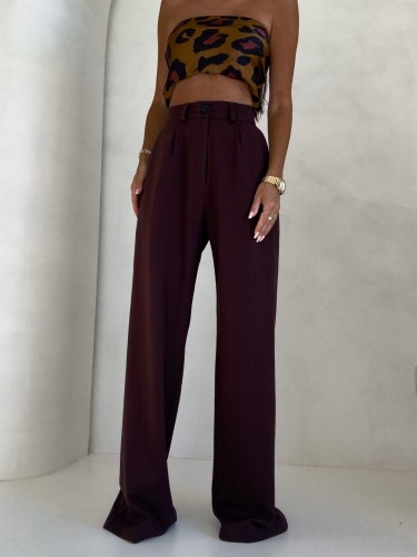 czekoladowe spodnie garniturowe