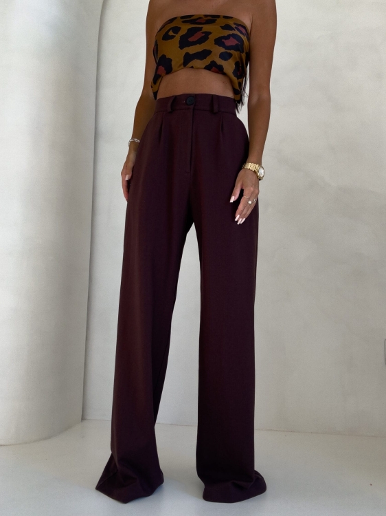 czekoladowe spodnie garniturowe