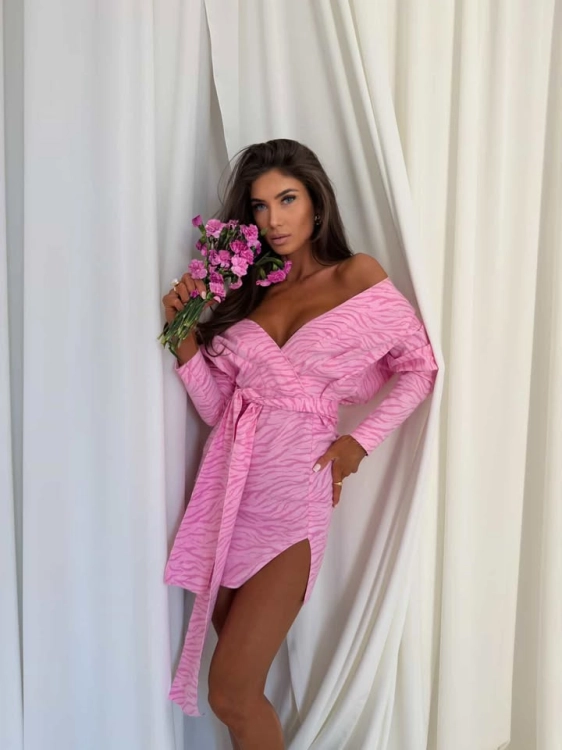 pink mini jeans dress