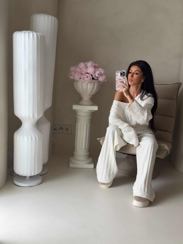 komplet prążek biały