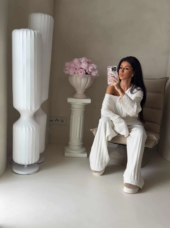 komplet prążek biały